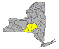 Map of NYS identifying the Upper Susquehanna River Watershed